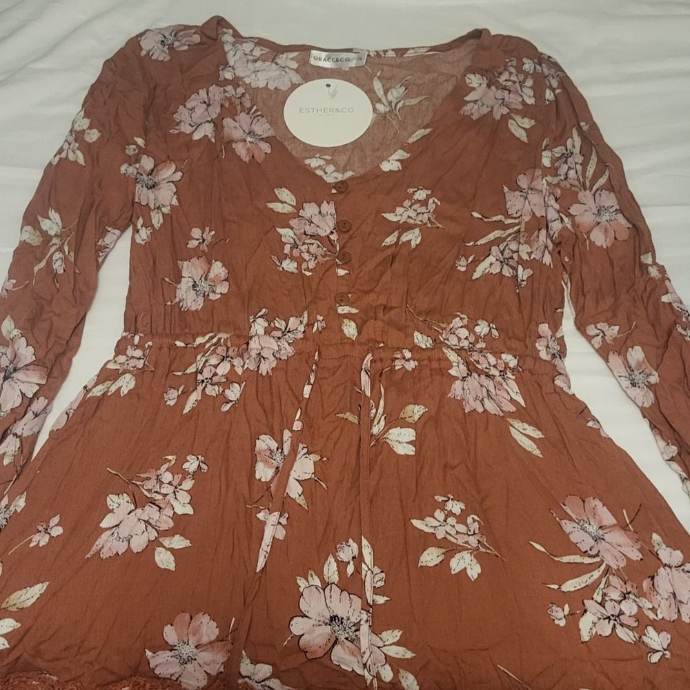 Esther & Co Rust Floral dress